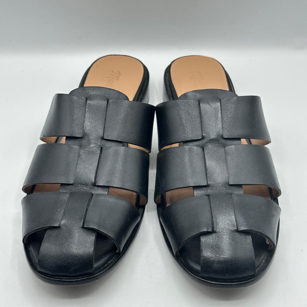 MADEWELL The Dixson Fisherman Mule Leather True Black Sz 7.5 $128 - Picture 4 of 9